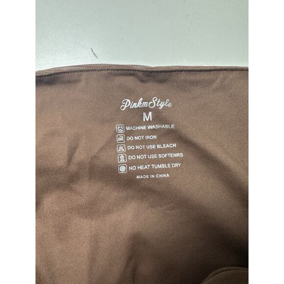 Pink M Style mesh polka dot long sleeve bodysuit size Small - Picture 5 of 5